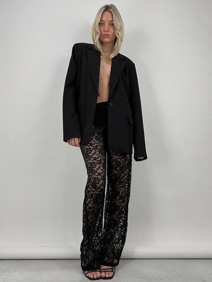 Pants White Lace Lace Natural Waist Straight Trousers