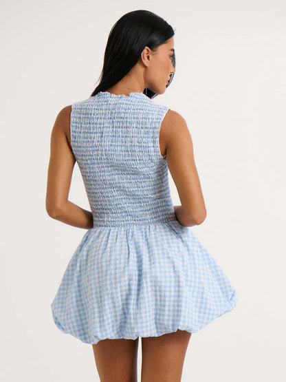 Date Night Mini Dresses Sleeveless Jewel Neck Elegant Pink Summer Dress