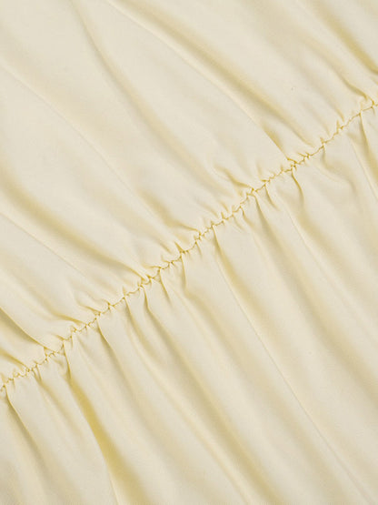 Cream V Neck Ruffled Sleeve Maxi Dress For Women Elegant Formal Style