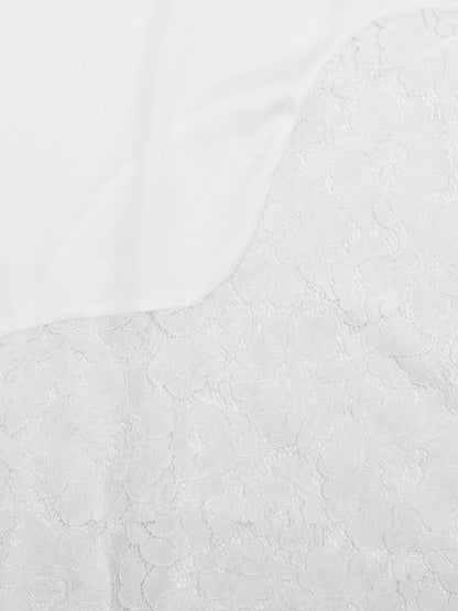 White Lace Panel Slip Maxi Dress For Women Elegant Evening Style