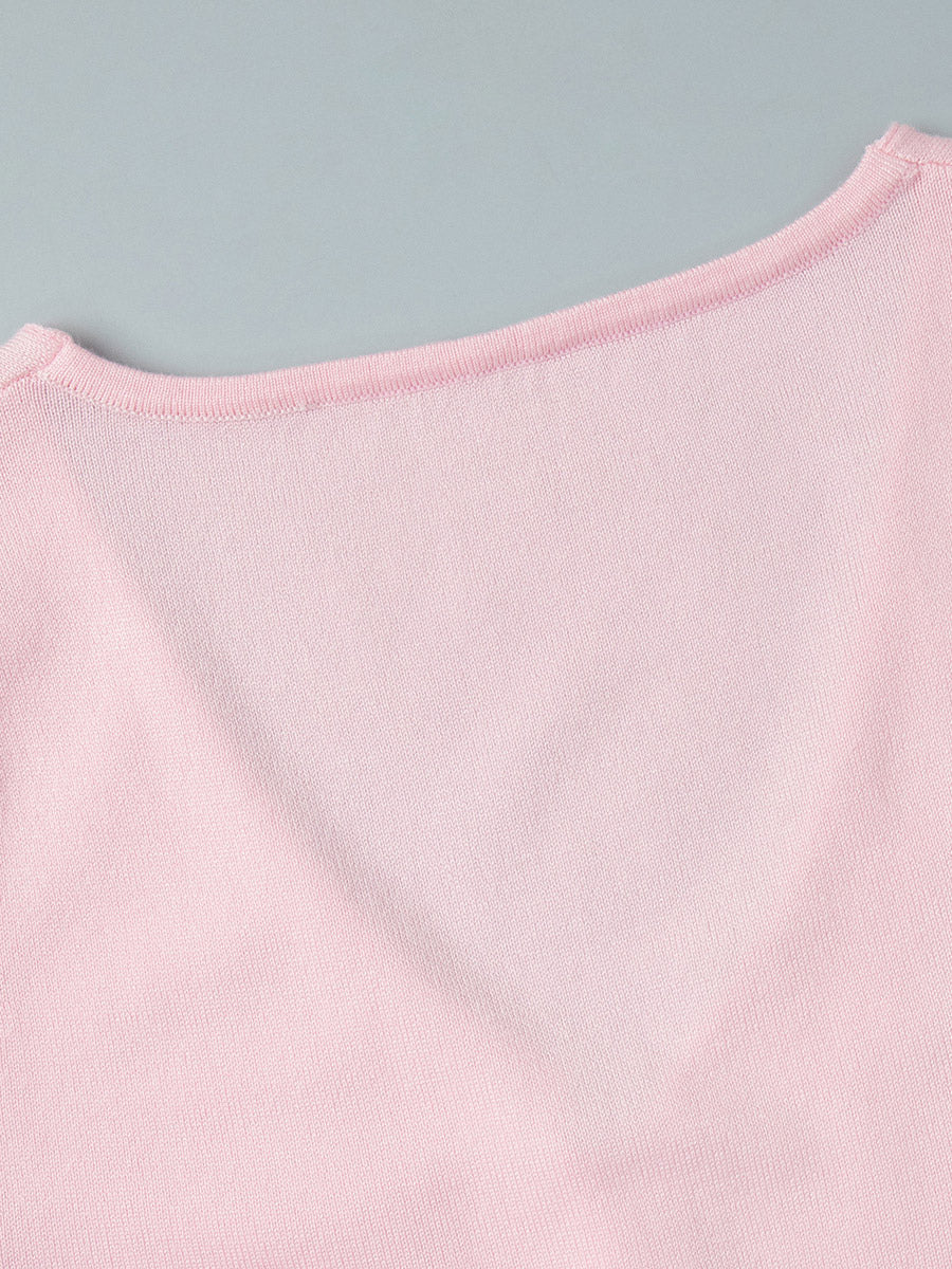 Soft Pink V Neck Knit Maxi Dress For Women Elegant Daily Style