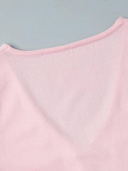 Soft Pink V Neck Knit Maxi Dress For Women Elegant Daily Style