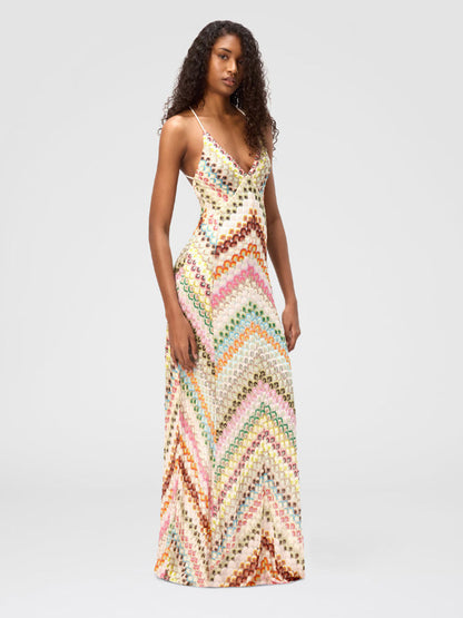 Vacation Dresses Maxi Backless Sleeveless Halter Casual Blue Summer Dress