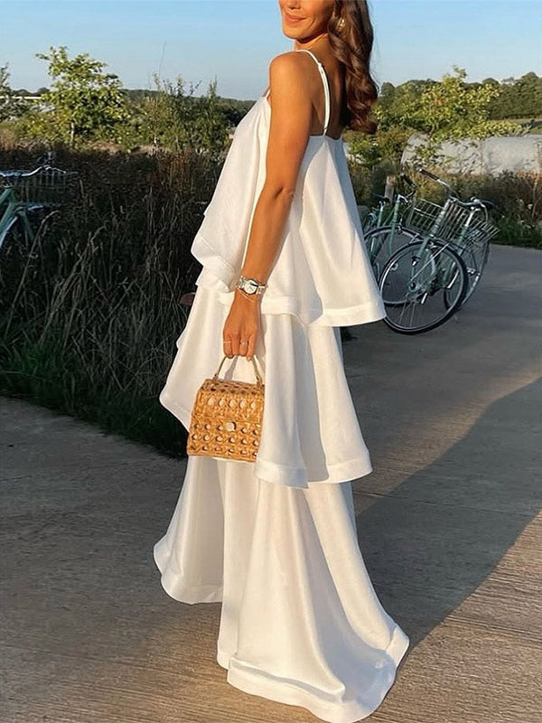 Date Night Dresses Maxi Sleeveless Straps Neck Sexy Yellow Bohemian Dress