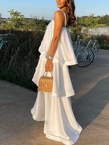 Date Night Dresses Maxi Sleeveless Straps Neck Sexy Yellow Bohemian Dress