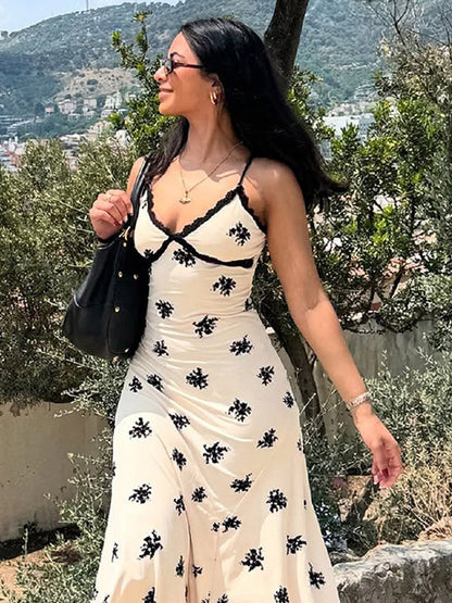 Daily Dresses For Women Maxi Apricot Lace Sleeveless V-Neck Printed Dress