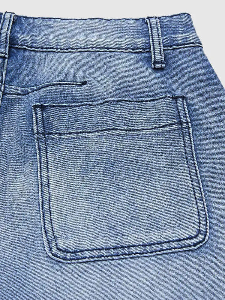 Jeans Light Wash Barrel High Waisted Cropped Denim Pants