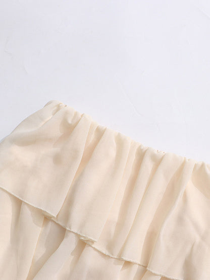 Two Piece Sets Apricot Casual Party Jewel Neck Long Sleeves Top Skirt Set