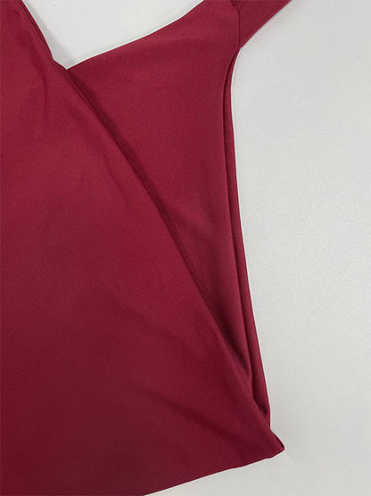 Two Piece Sets Burgundy Chic Daily Casual Cowl Neck Sleeveless Top Pant Set