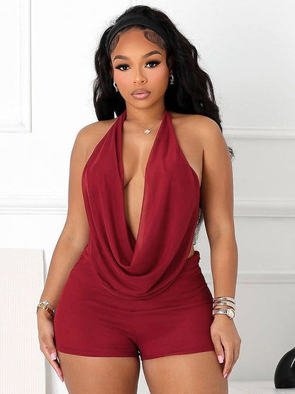 Two Piece Sets Burgundy Chic Daily Casual Cowl Neck Sleeveless Top Pant Set