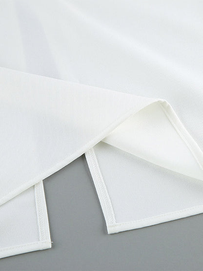 Two Piece Sets White Dating Buttons Chic Jewel Neck Sleeveless Skirt Set