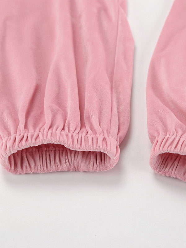 Two Piece Sets Pink Casual Street Wear Turndown Collar Long Sleeves Pant Set