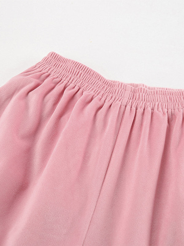 Two Piece Sets Pink Casual Street Wear Turndown Collar Long Sleeves Pant Set