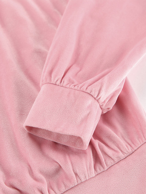 Two Piece Sets Pink Casual Street Wear Turndown Collar Long Sleeves Pant Set