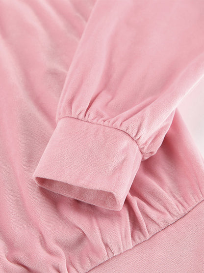 Two Piece Sets Pink Casual Street Wear Turndown Collar Long Sleeves Pant Set