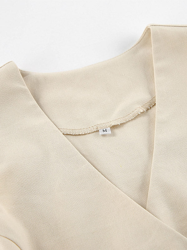 Two Piece Sets Apricot Daily Casual V-Neck Sleeveless Top Pant Set