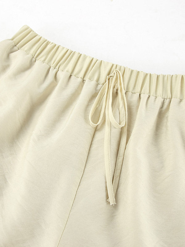 Two Piece Sets White Daily Casual Ruffles V-Neck Long Sleeves Pant Set