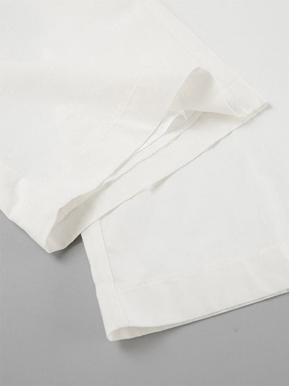 Two Piece Sets White Party Cotton Straps Neck Sleeveless Casual Pant Set