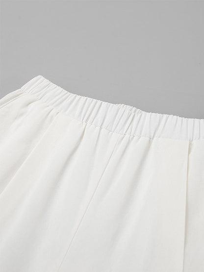 Two Piece Sets White Party Cotton Straps Neck Sleeveless Casual Pant Set