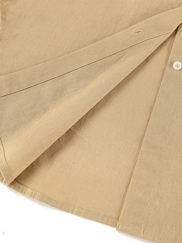 Two Piece Sets Khaki Chic Street Wear Cotton Linen Turndown Collar Long Sleeves Pant Set