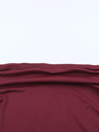 Two Piece Sets Burgundy Chic Dating V-Neck Backless Sleeveless Skirt Set