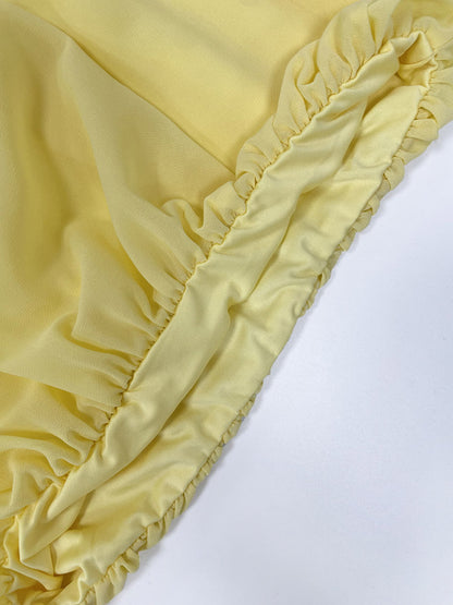 Two Piece Sets Yellow Sexy Ruffles Party High Collar Sleeveless Skirt Set