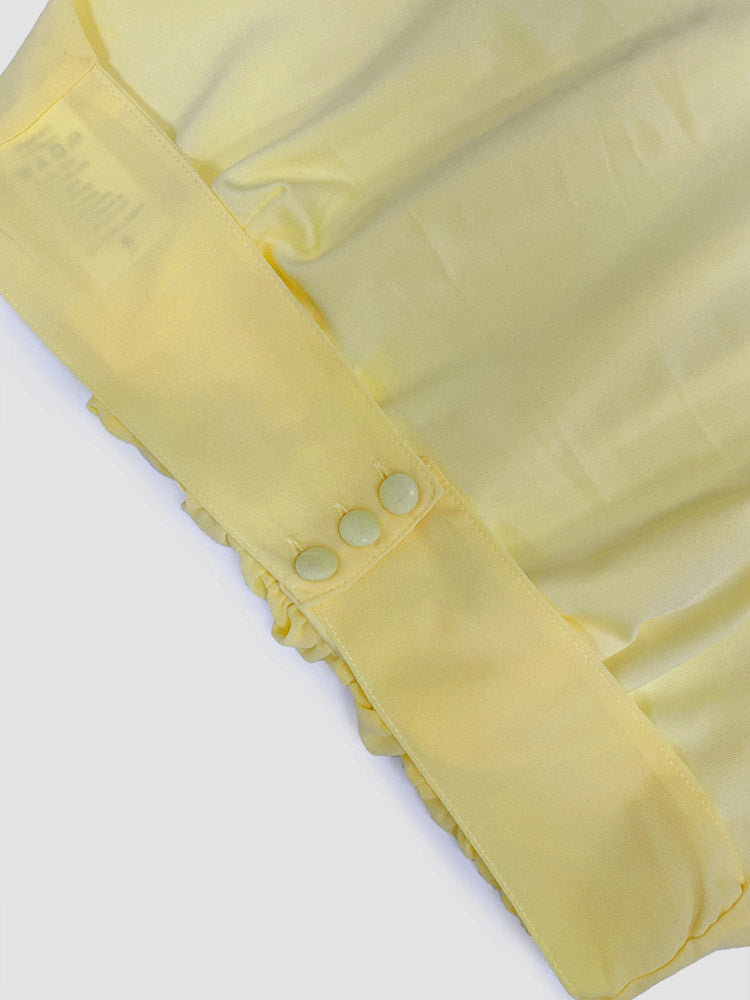 Two Piece Sets Yellow Sexy Ruffles Party High Collar Sleeveless Skirt Set