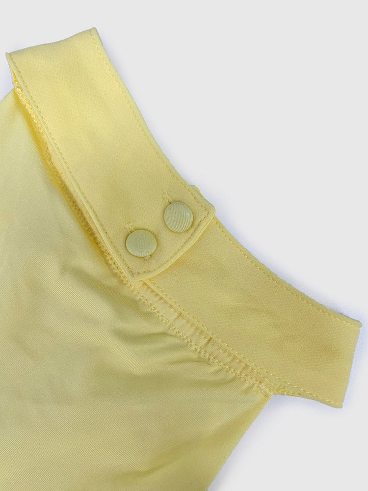 Two Piece Sets Yellow Sexy Ruffles Party High Collar Sleeveless Skirt Set