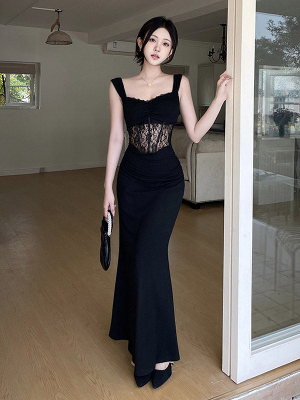 Night Out Dresses Black Sleeveless Straps Neck Summer Dress