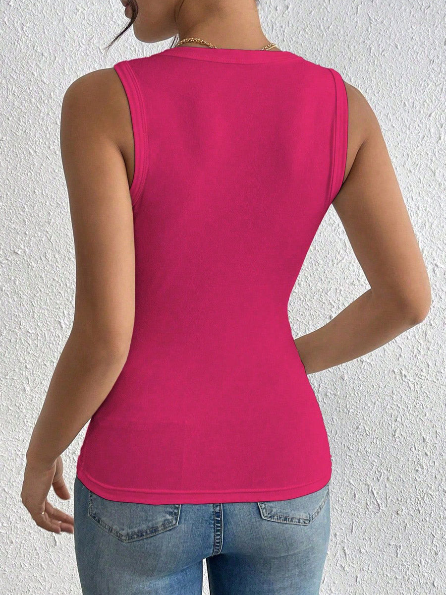 Black Cami Top Jewel Neck Flowers Chic Camis For Women