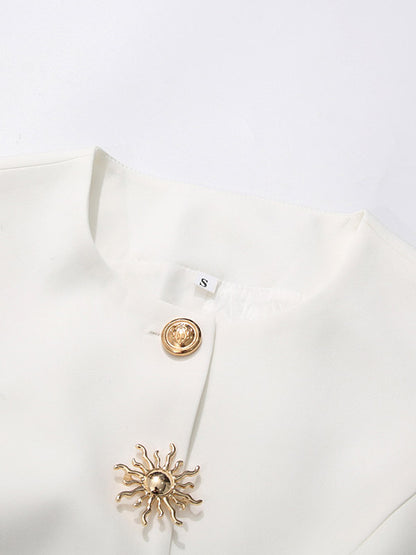 White Cami Top Jewel Neck Buttons Chic Camis For Women