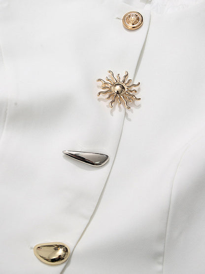 White Cami Top Jewel Neck Buttons Chic Camis For Women