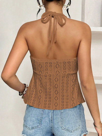 Red Cami Top Straps Neck Cut Out Chic Camis For Women