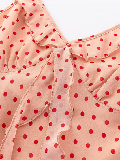 Daily Dresses For Women Red Shaping Flowers Sleeveless V-Neck Raised Waist Printed Dress
