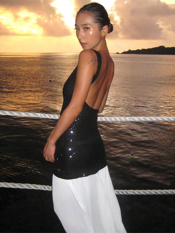 Vacation Dresses Maxi Sleeveless Casual Black Dress