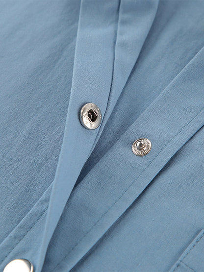 Women Jacket Turndown Collar Buttons Cotton Long Sleeve Outerwear