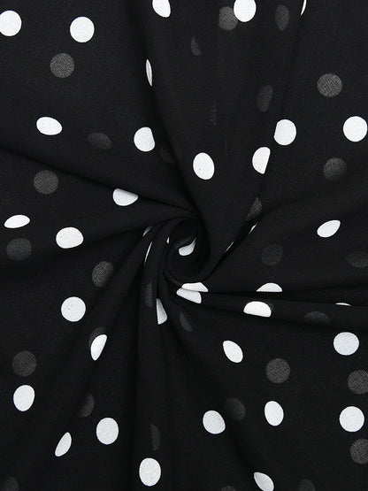 Vacation Dresses Maxi Sleeveless Polka Dot V-Neck Sexy Black Dress
