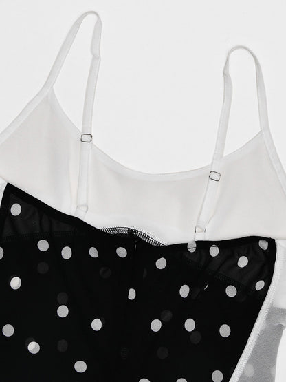 Vacation Dresses Maxi Sleeveless Polka Dot V-Neck Sexy Black Dress