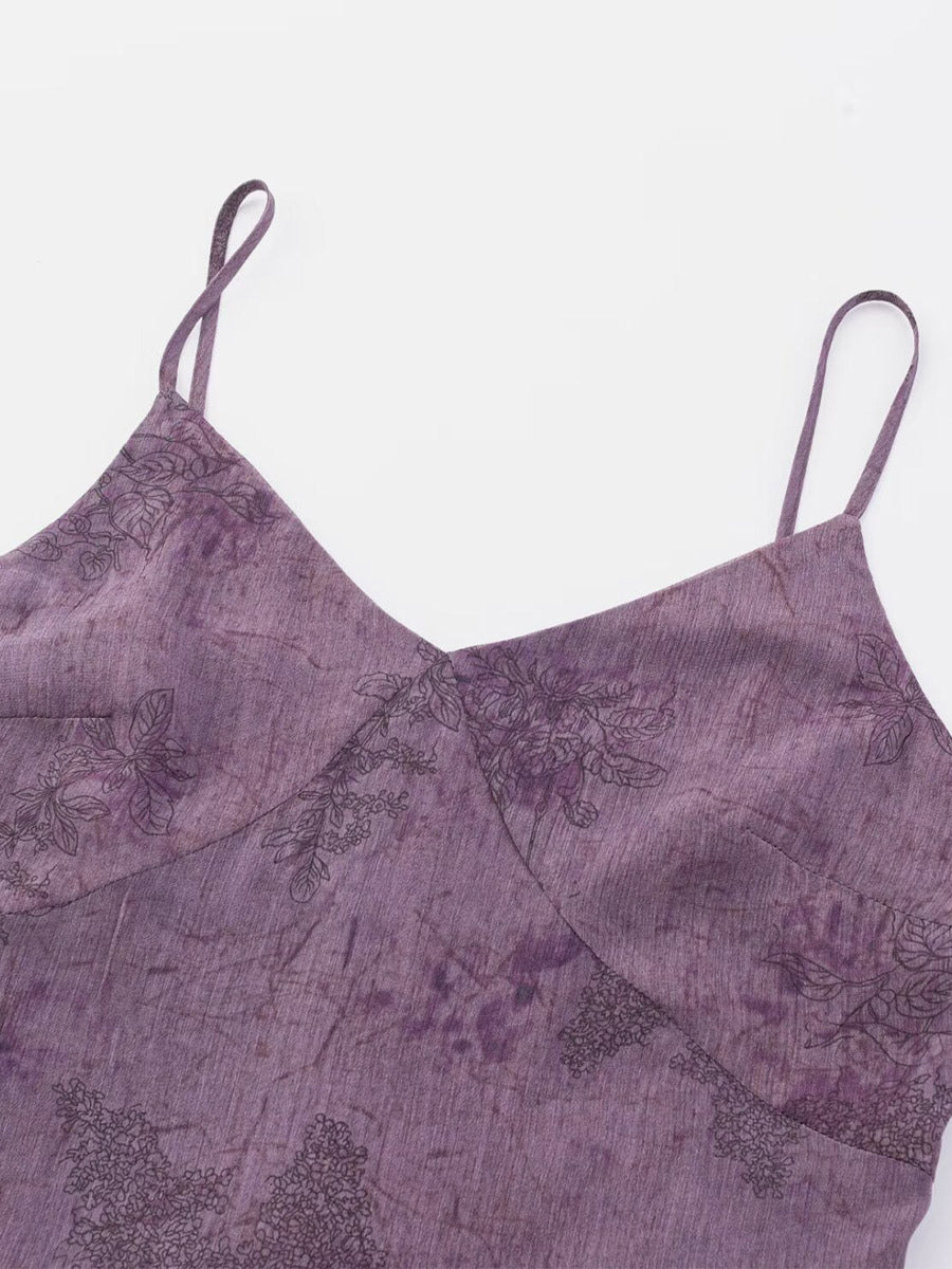 Daily Dresses For Women Deep Purple Polyester Shaping Sleeveless Straps Neck Dress