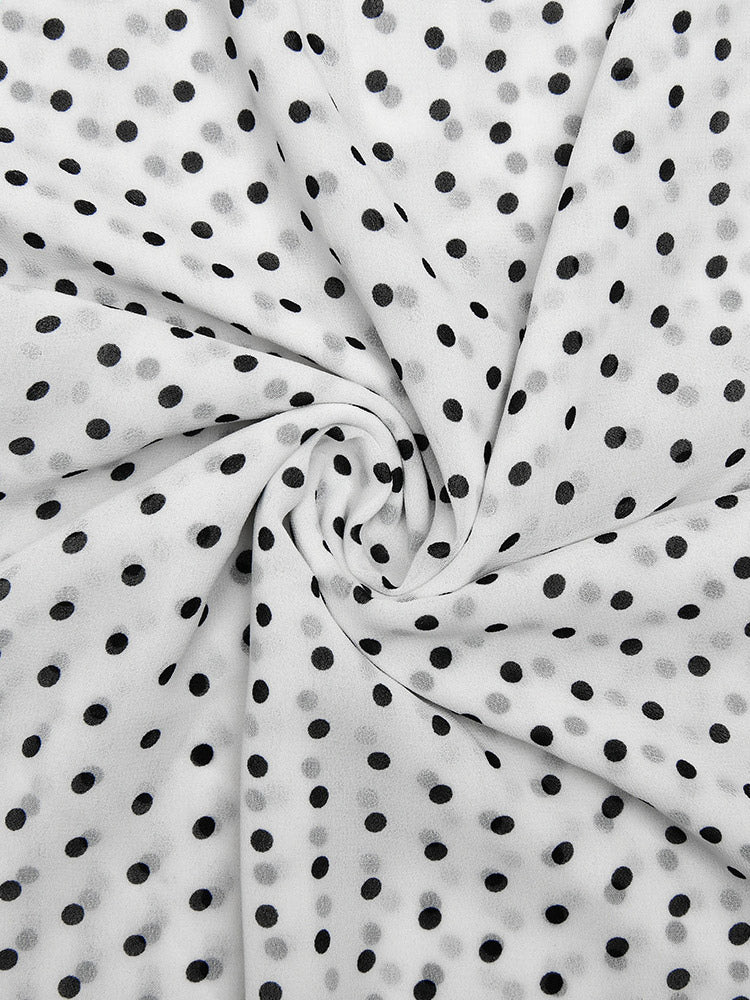 Daily Dresses Woman's Midi Dress Black Polyester Sleeveless Straps Neck Polka Dot Dress