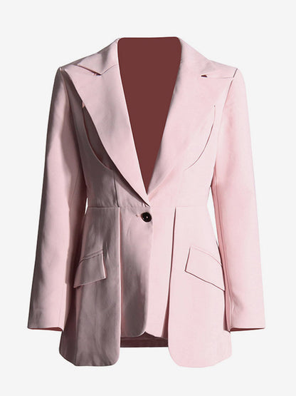 Blazer For Women Chic Cut Out Long Sleeves Outerwear