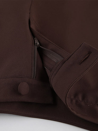 Two Piece Sets Brown Sleeveless Casual Vest Pant Set