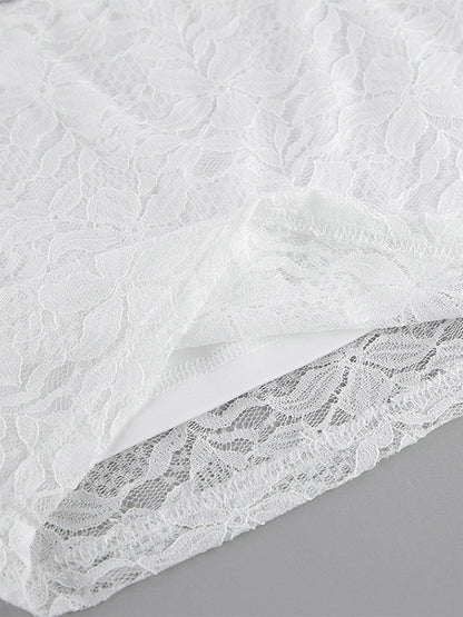 Two Piece Sets White Chic Daily Casual Lace Straps Neck Sleeveless Pant Set
