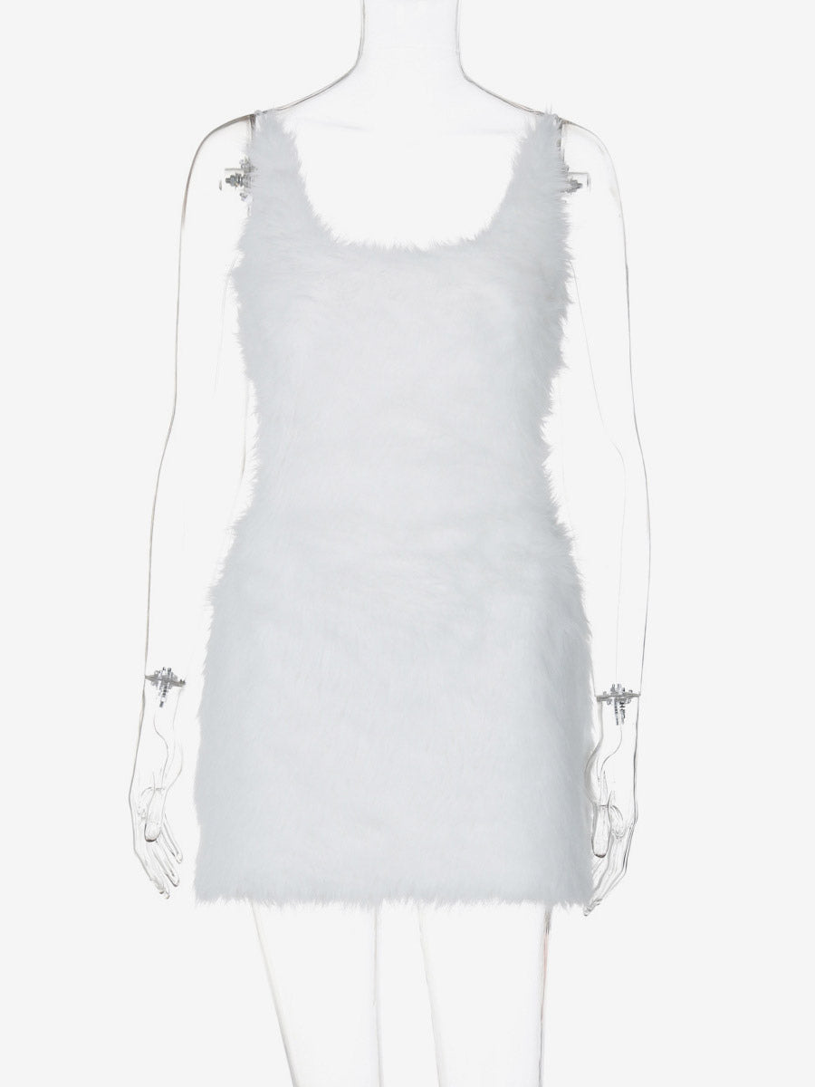 Night Out Dresses White Polyester Sleeveless Straps Neck Summer Dress