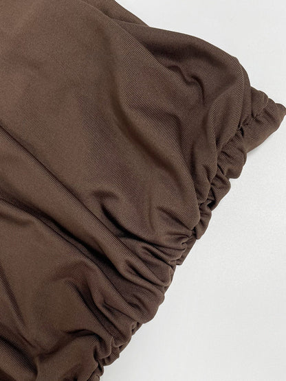 Party Dress Maxi Brown Strapless Pleated Sleeveless Clothes Sexy Semi Formal Dress
