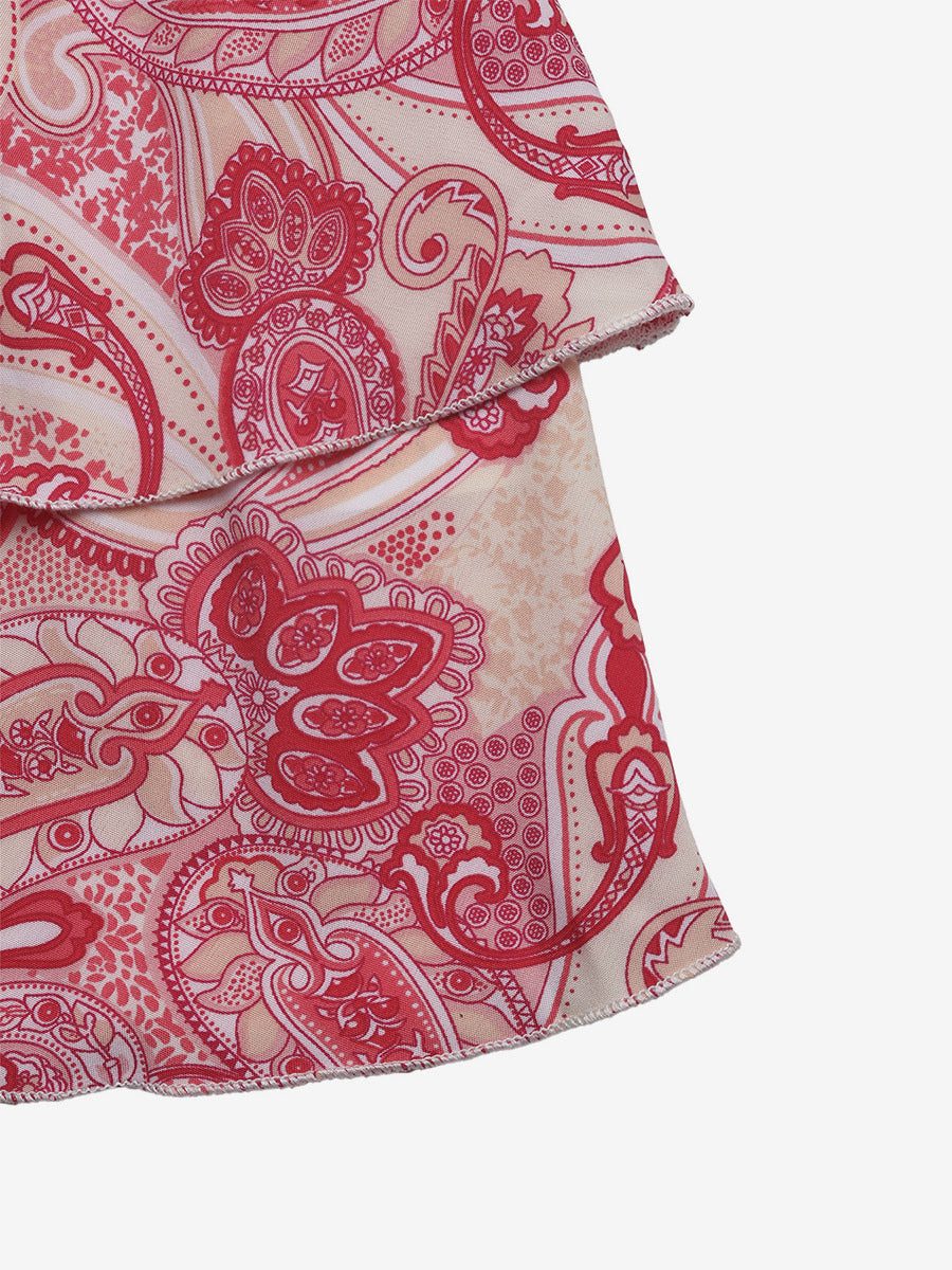 Two Piece Sets Rose Casual Floral Print Resort Wear Sleeveless Skirt Set