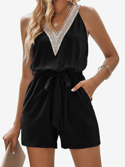 Two Piece Sets Hunter Green Casual Cut Out V-Neck Sleeveless Pant Set