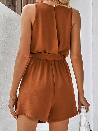 Two Piece Sets Hunter Green Casual Cut Out V-Neck Sleeveless Pant Set