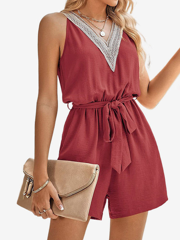 Two Piece Sets Hunter Green Casual Cut Out V-Neck Sleeveless Pant Set