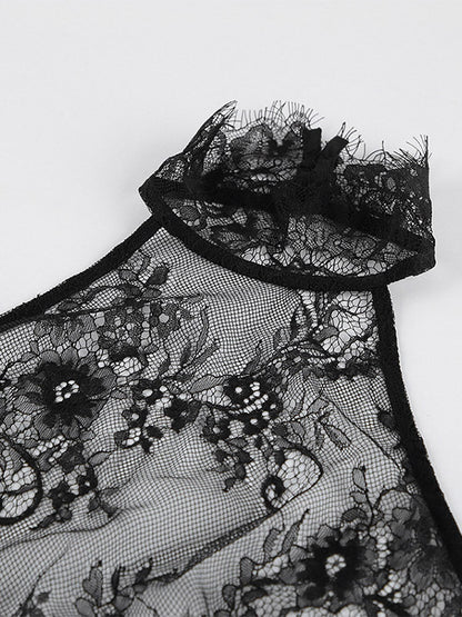 Two Piece Sets Black Daily Casual Lace Chic Sleeveless Skirt Set